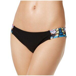 Bikini Nation Geometric Print Ruched Swim Bottom, S NWT